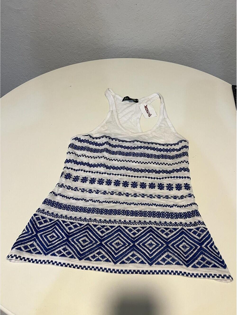 Sam Edelman White/Blue Casual Sleeveless Tank Top Size X-Small Nwt 121